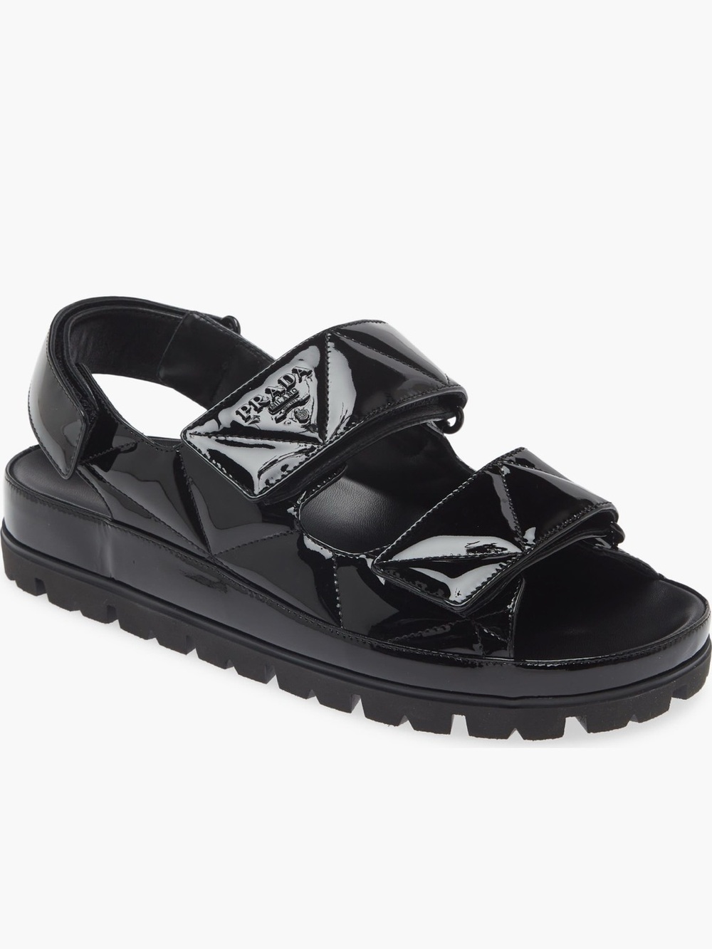 PRADA Black Patent Leather Platform Sandals - PRADA
